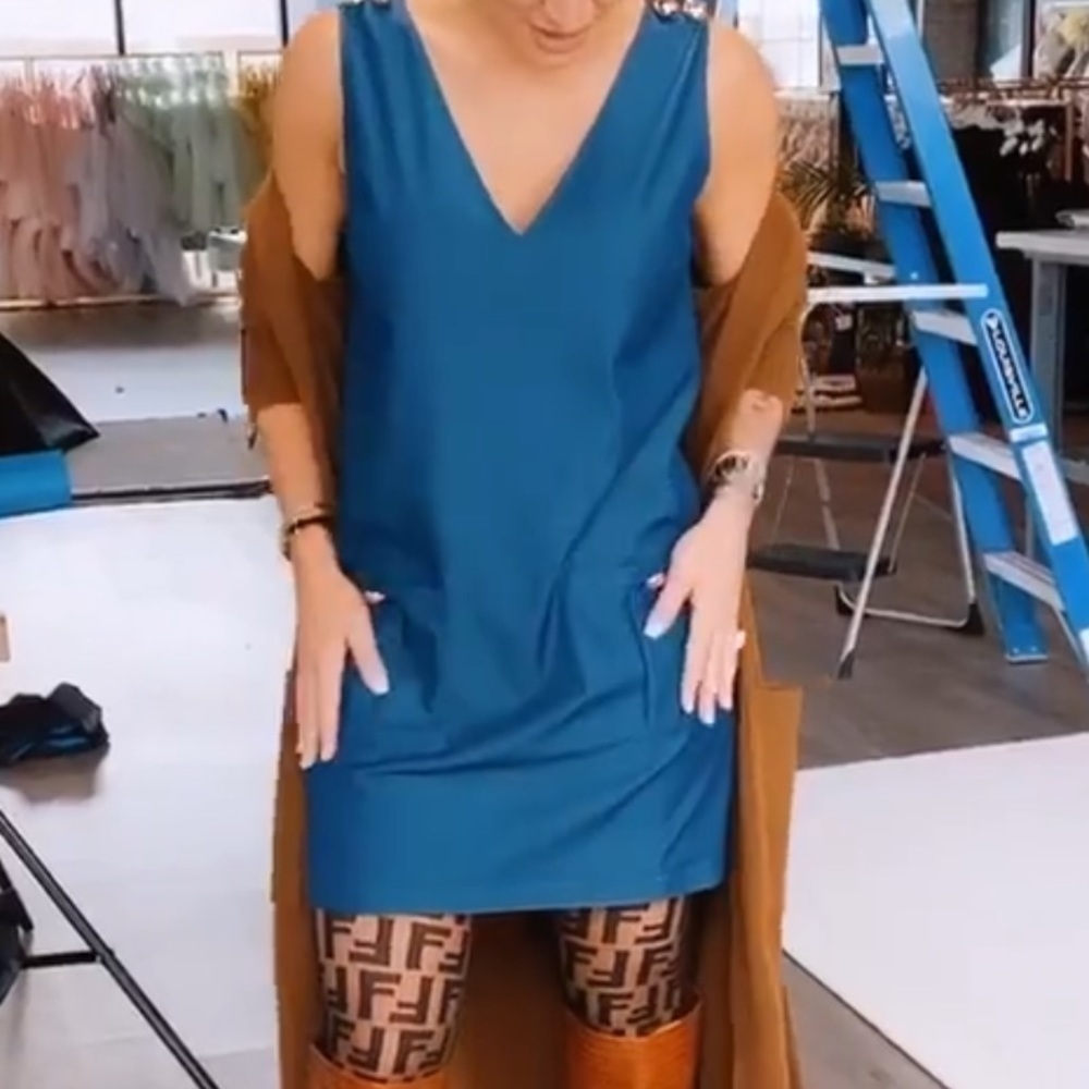 ByEgreis CORDELIA Dress in Navy Blue Size Large.